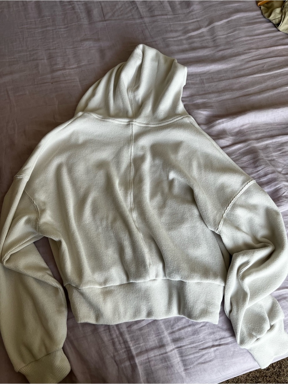 Gilly Hicks Cream waffle Wrap-Front Cropped Sweatshirt - Picture 5 of 7